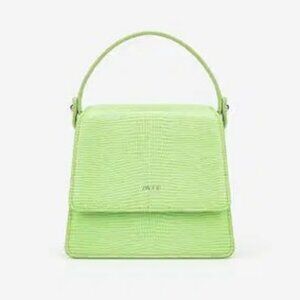 JW Pei Fae Mini Top Handle Bag in Lime Green Lizard